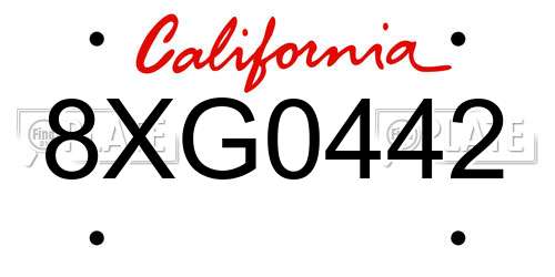 8XG0442 California License Plate