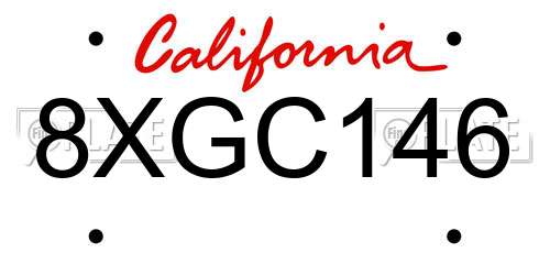 8XGC146 California License Plate