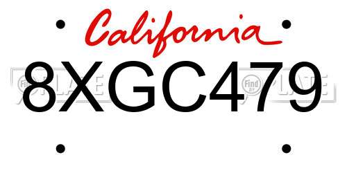 8XGC479 California License Plate