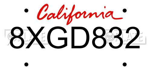 8XGD832 California License Plate