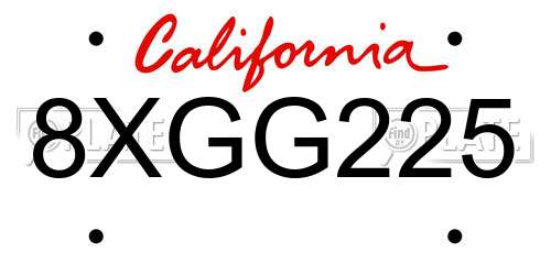 8XGG225 California License Plate