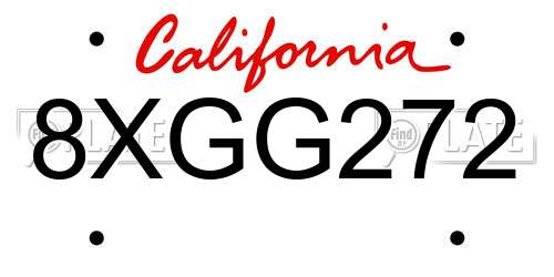 8XGG272 California License Plate