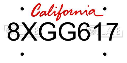 8XGG617 California License Plate