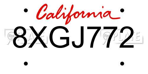 8XGJ772 California License Plate