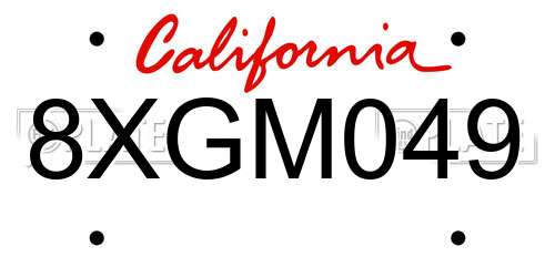 8XGM049 California License Plate