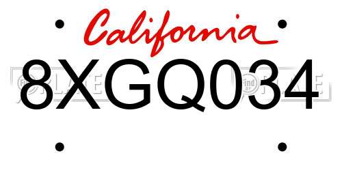 8XGQ034 California License Plate