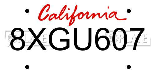 8XGU607 California License Plate