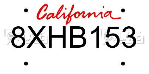 8XHB153 California License Plate