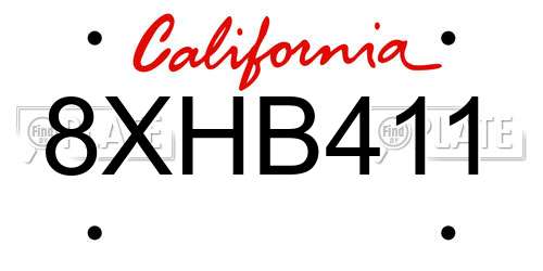 8XHB411 California License Plate
