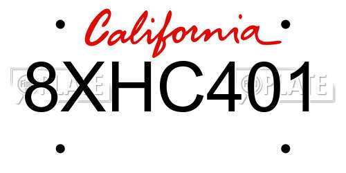 8XHC401 California License Plate