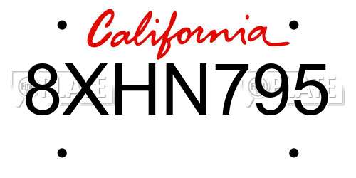 8XHN795 California License Plate