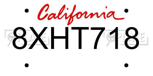 8XHT718 California License Plate