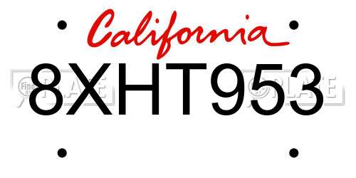 8XHT953 California License Plate
