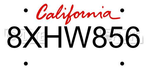 8XHW856 California License Plate