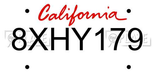 8XHY179 California License Plate