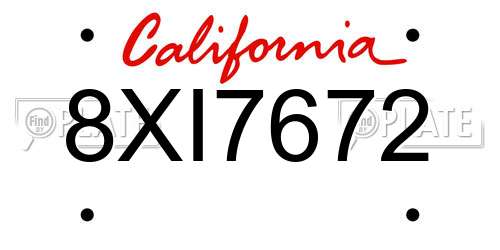 8XI7672 California License Plate