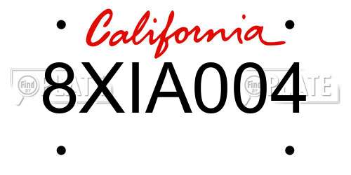 8XIA004 California License Plate