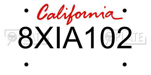 8XIA102 California License Plate