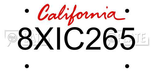 8XIC265 California License Plate