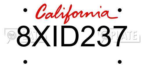 8XID237 California License Plate