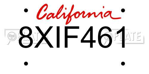 8XIF461 California License Plate