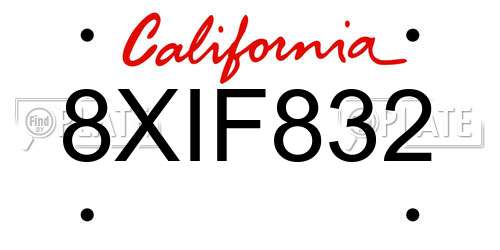 8XIF832 California License Plate