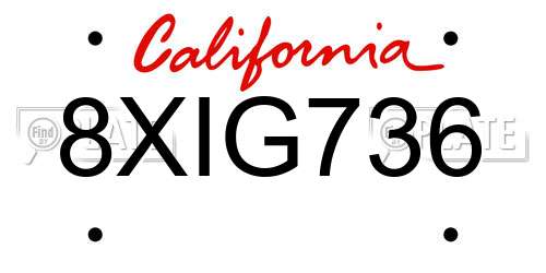 8XIG736 California License Plate