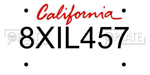 8XIL457 California License Plate