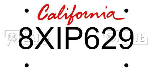 8XIP629 California License Plate