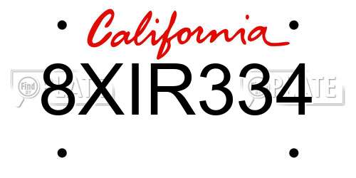 8XIR334 California License Plate