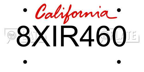 8XIR460 California License Plate
