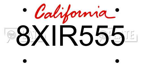 8XIR555 California License Plate