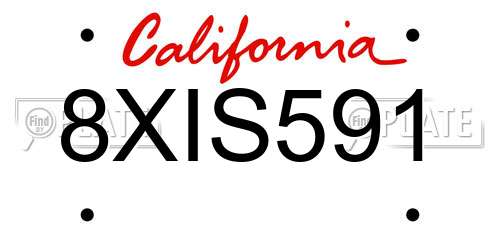 8XIS591 California License Plate