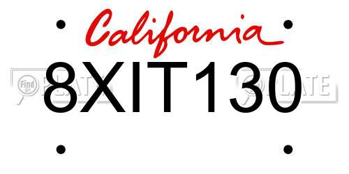 8XIT130 California License Plate