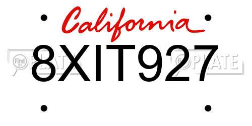8XIT927 California License Plate
