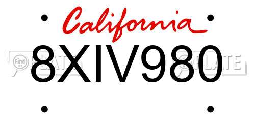 8XIV980 California License Plate