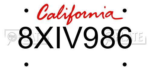 8XIV986 California License Plate