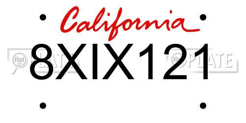 8XIX121 California License Plate