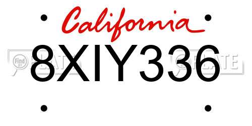 8XIY336 California License Plate