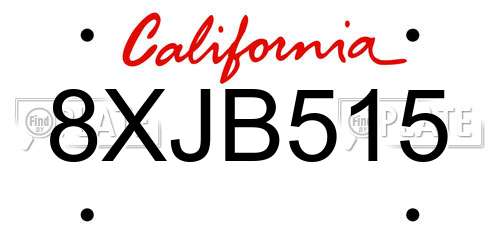 8XJB515 California License Plate