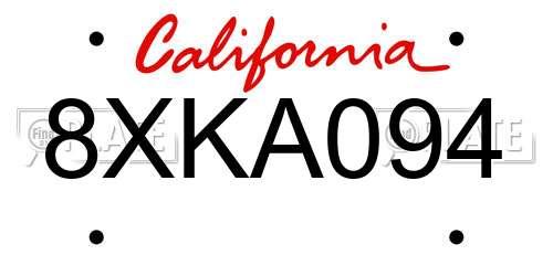 8XKA094 California License Plate