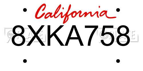 8XKA758 California License Plate