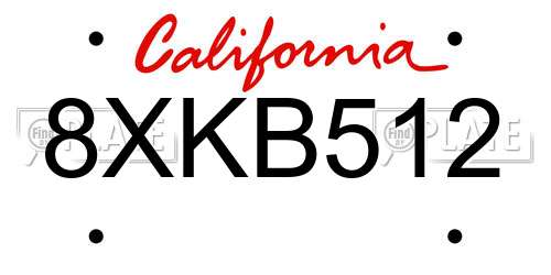 8XKB512 California License Plate