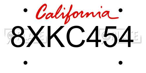 8XKC454 California License Plate