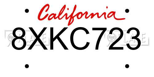 8XKC723 California License Plate