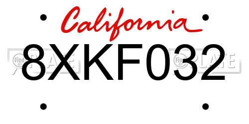 8XKF032 California License Plate