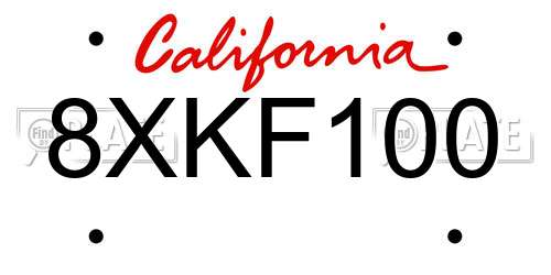 8XKF100 California License Plate