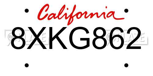 8XKG862 California License Plate