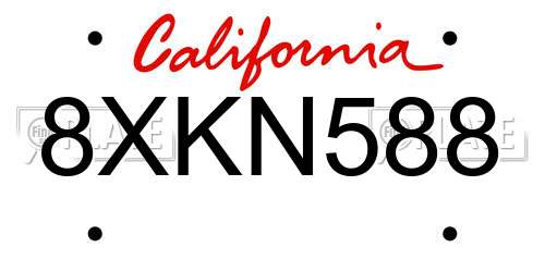 8XKN588 California License Plate