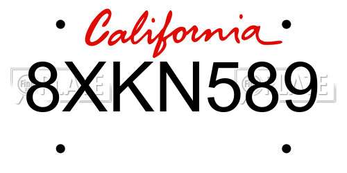 8XKN589 California License Plate